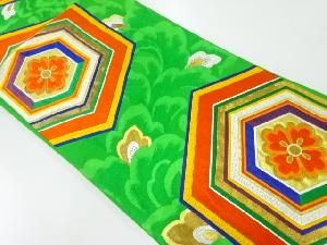 アンティーク　重ね亀甲に花模様織出し袋帯（着用可）